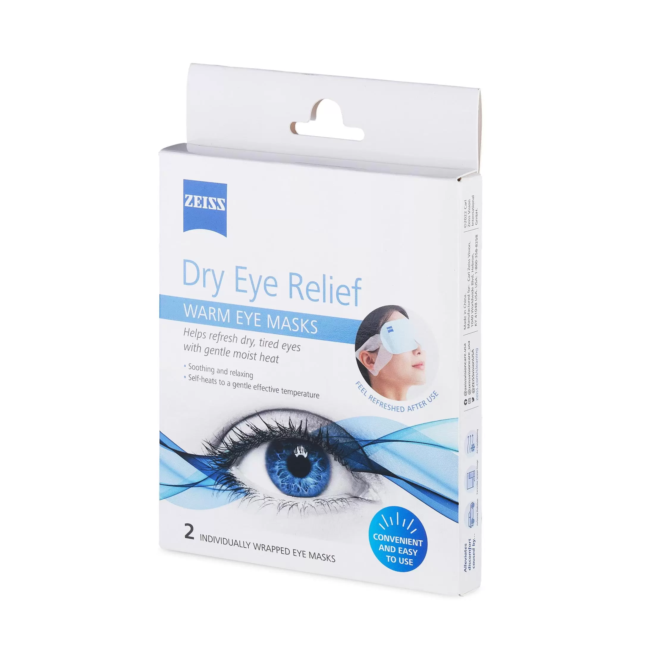 ZEISS Dry Eye Relief Warm Compress Heated Eye Masks. 2 Pack