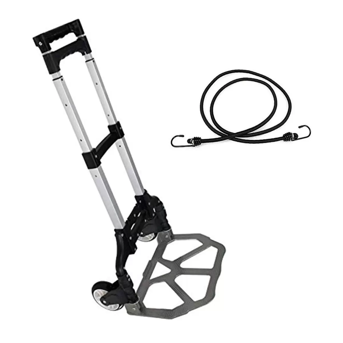 ZENY Portable Folding Luggage Cart Light Weight & Solid Aluminum Frame Dolly Trolley Black