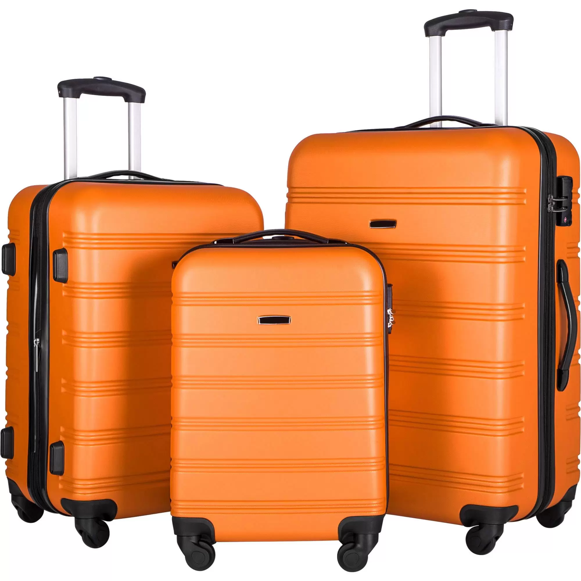 Zimtown 20/24/28 Hardside Spinner Suitcase 3 Piece ABS Luggage Set with TSA Lock. Orange