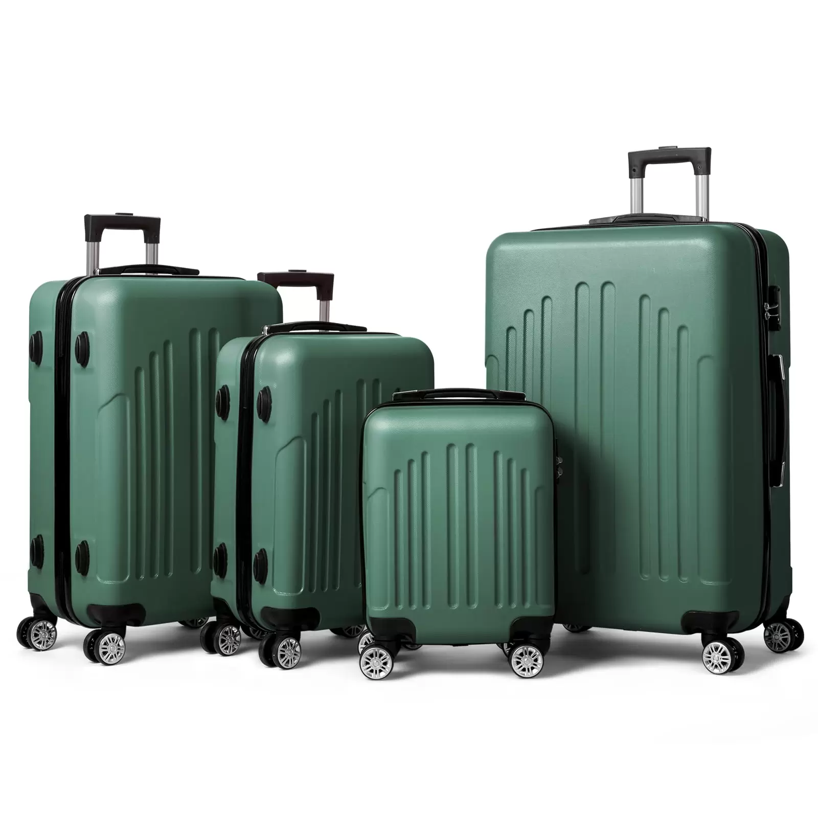 Zimtown 4 Piece Luggage Set. ABS Hard Shell Suitcase Luggage Sets Double Wheels with TSA Lock. Vintage Green