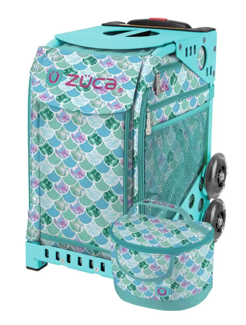 Zuca 18 Sport Bag - Kokomo Mermaid with Lunchbox (Limited Edition) with Flashing Wheels (Aqua Frame)