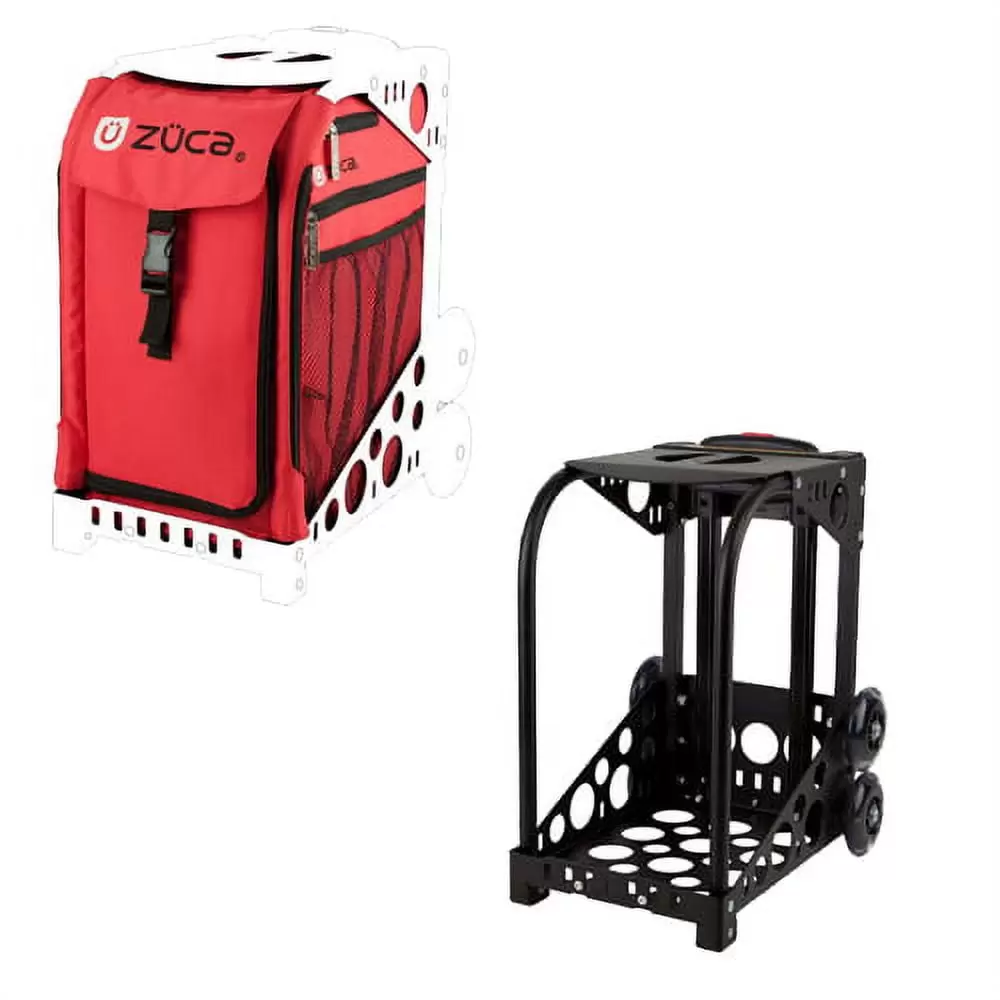 Zuca Sport Mobile Wheeled Luggage Complete Set - Chili Red w/ Black Frame Bundle