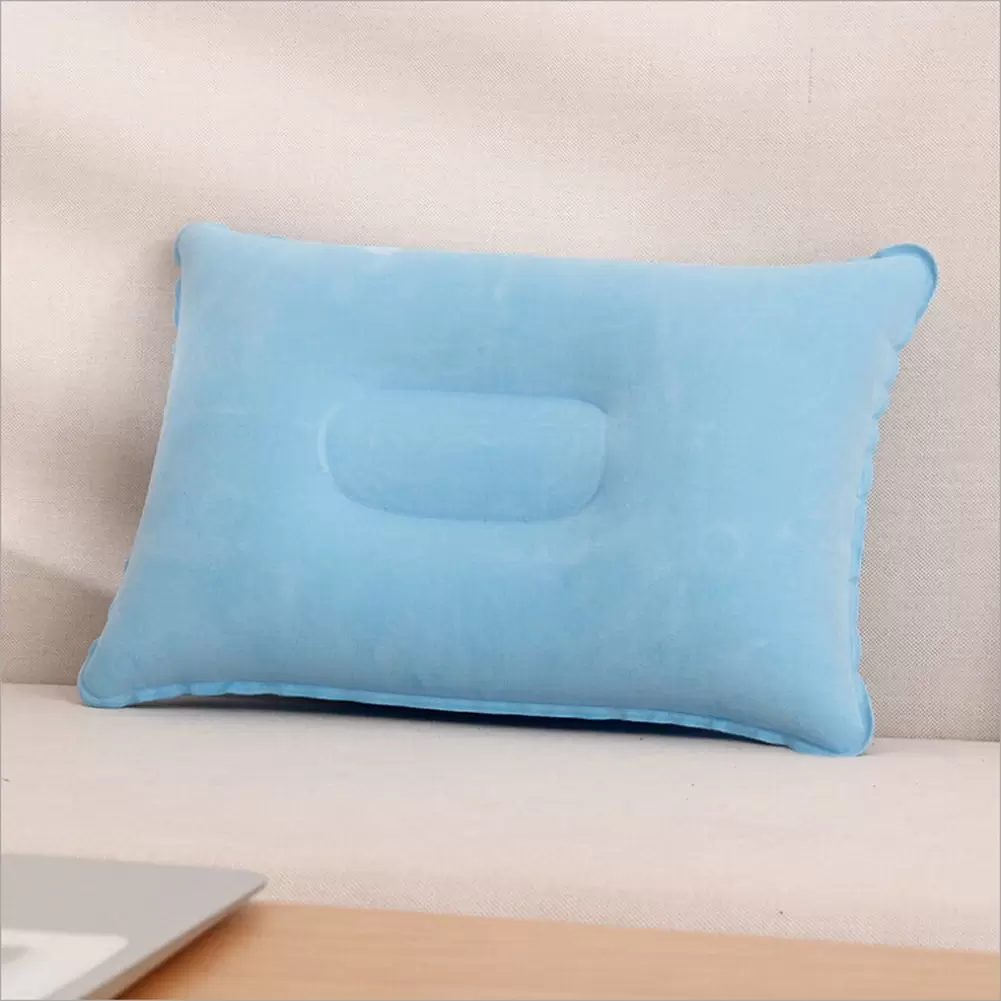 Portable Inflatable Air Pillow Lumbar Back Support Inflating Compressible Lightweight Travel Cushion Plane Head Rest