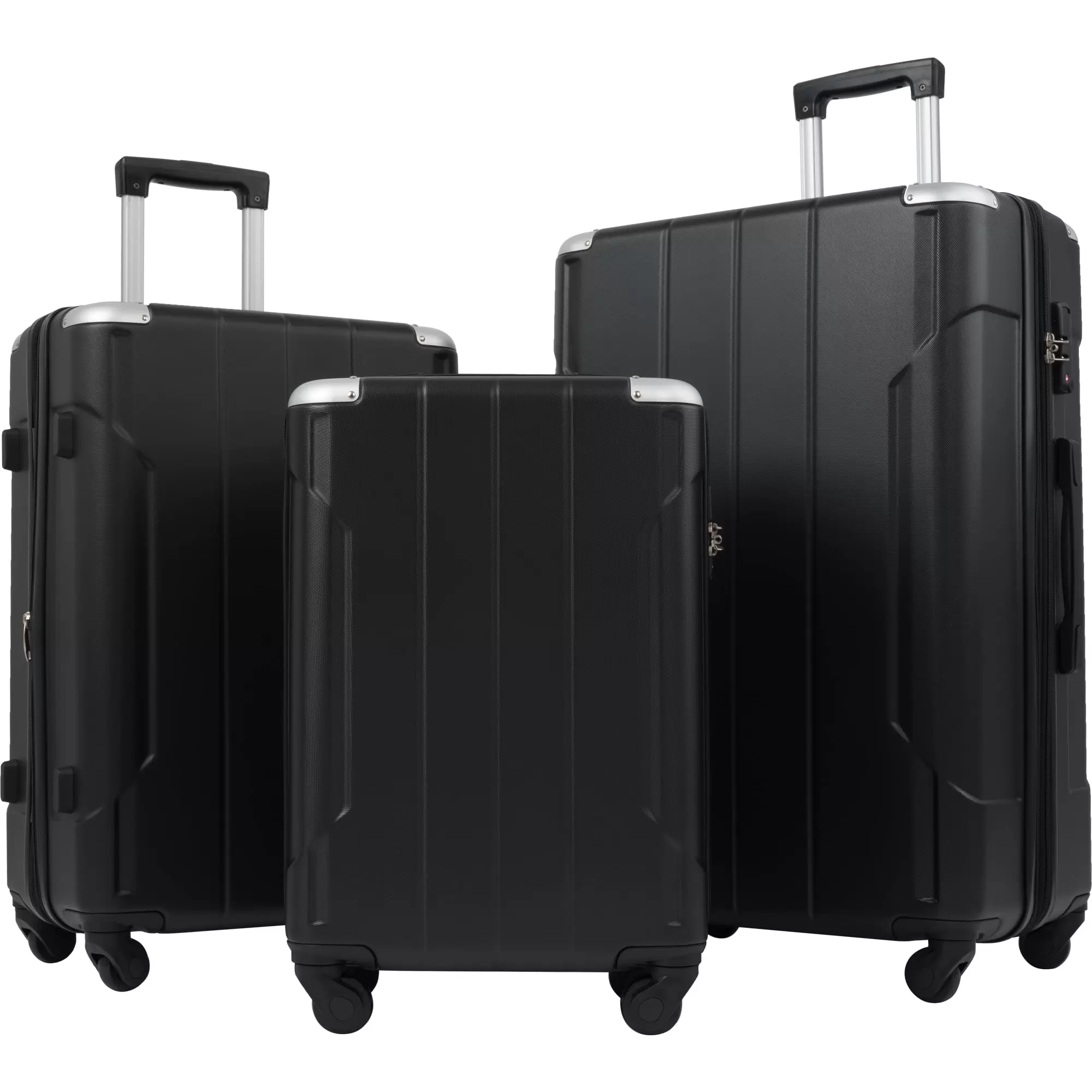 Travel Luggage Set of 3. Lightweight Hardside Suitcase with 360?? Spinner Wheels and TSA Lock. Expandable Hardshell Luggage Sets for Women Men. Carry on Luggage Set for Business Trip. Black