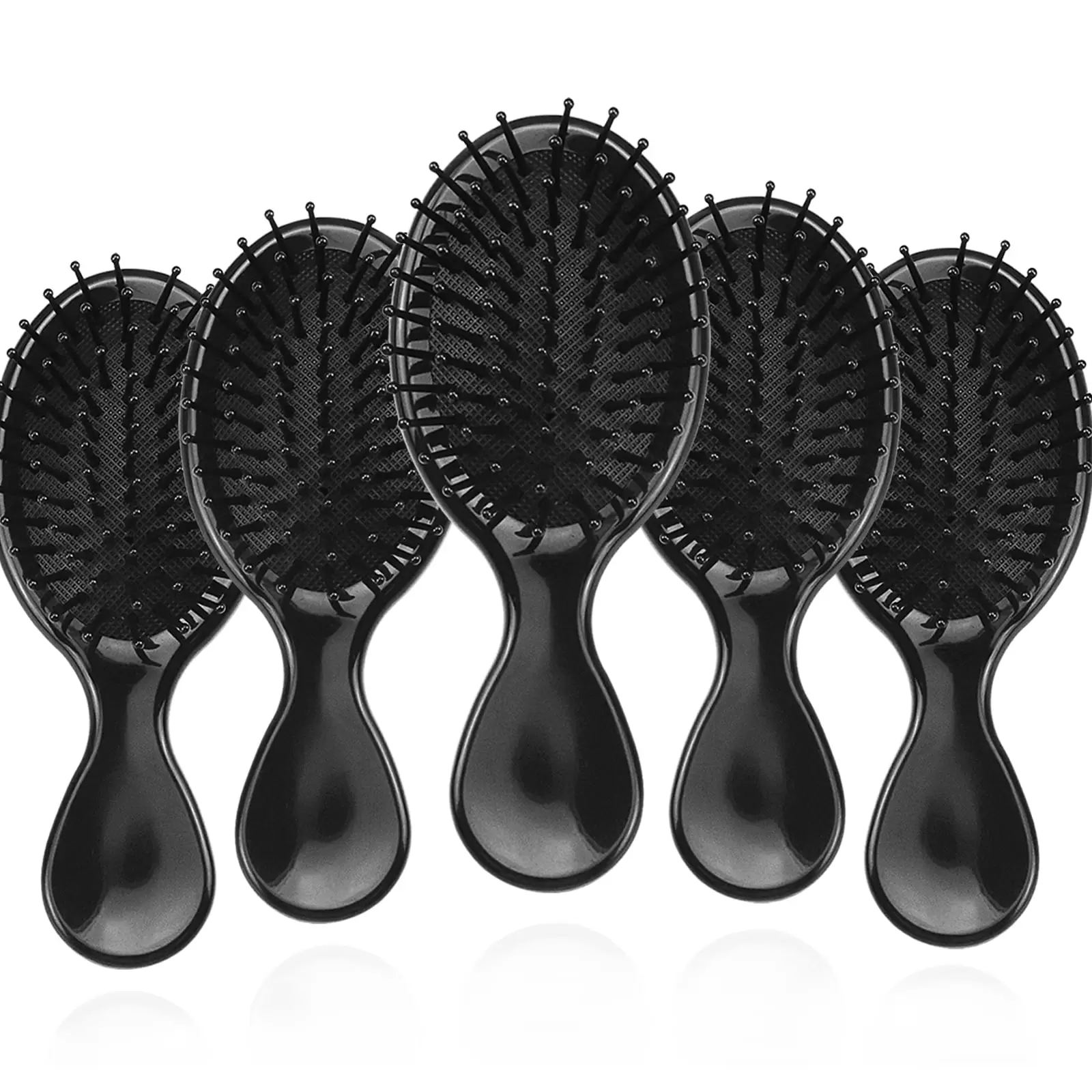 5 Pack Mini Hair Brushes Bulk. Travel Hair Brush Individually Wrapped. Soft Bristles Adds Shine. Scalp Massage and Detangle. Safe for All Hair Types Extensions. Wigs(Bright Black)