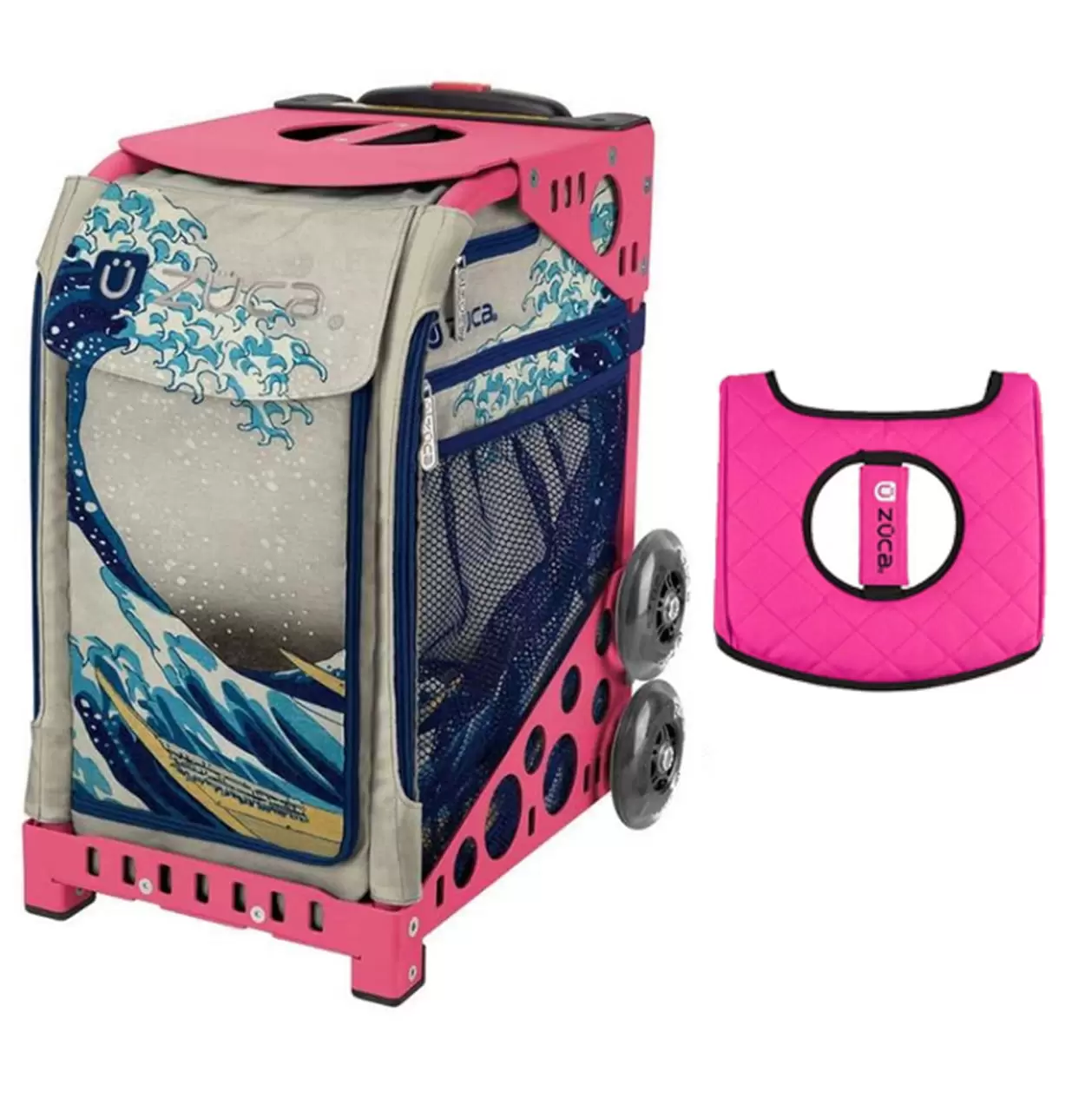 Zuca 18 Sport Bag - Great Wave with Black/Pink Seat Cover (Pink Frame)