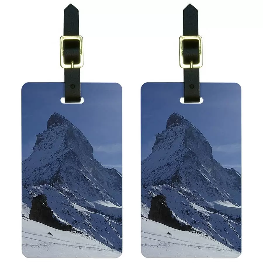 Matterhorn Swiss Alps Mountain Climbing Luggage Tags Suitcase ID. Set of 2