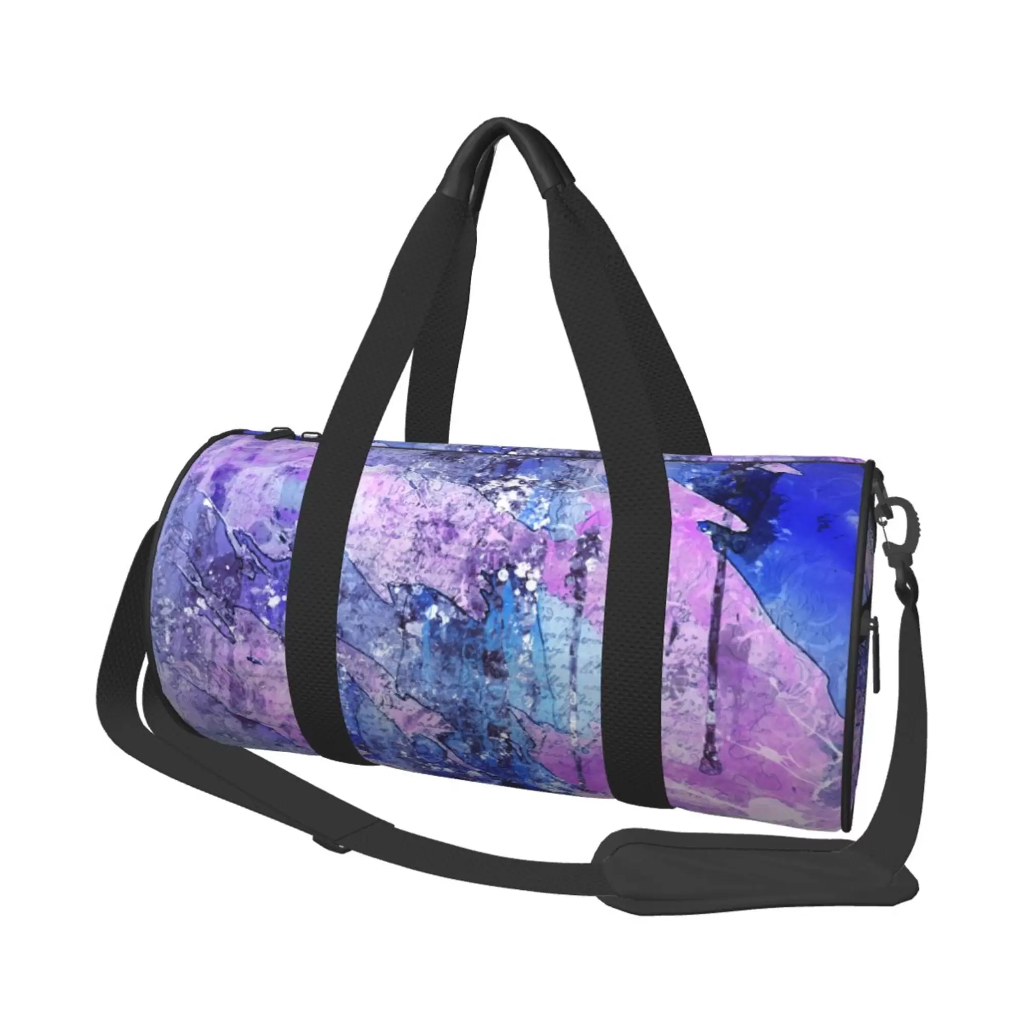 YFYANG Large Capacity Canvas Gym Bag for Men and Women. Purple Watercolor Art Round Portable Travel Bags for Sports Fitness