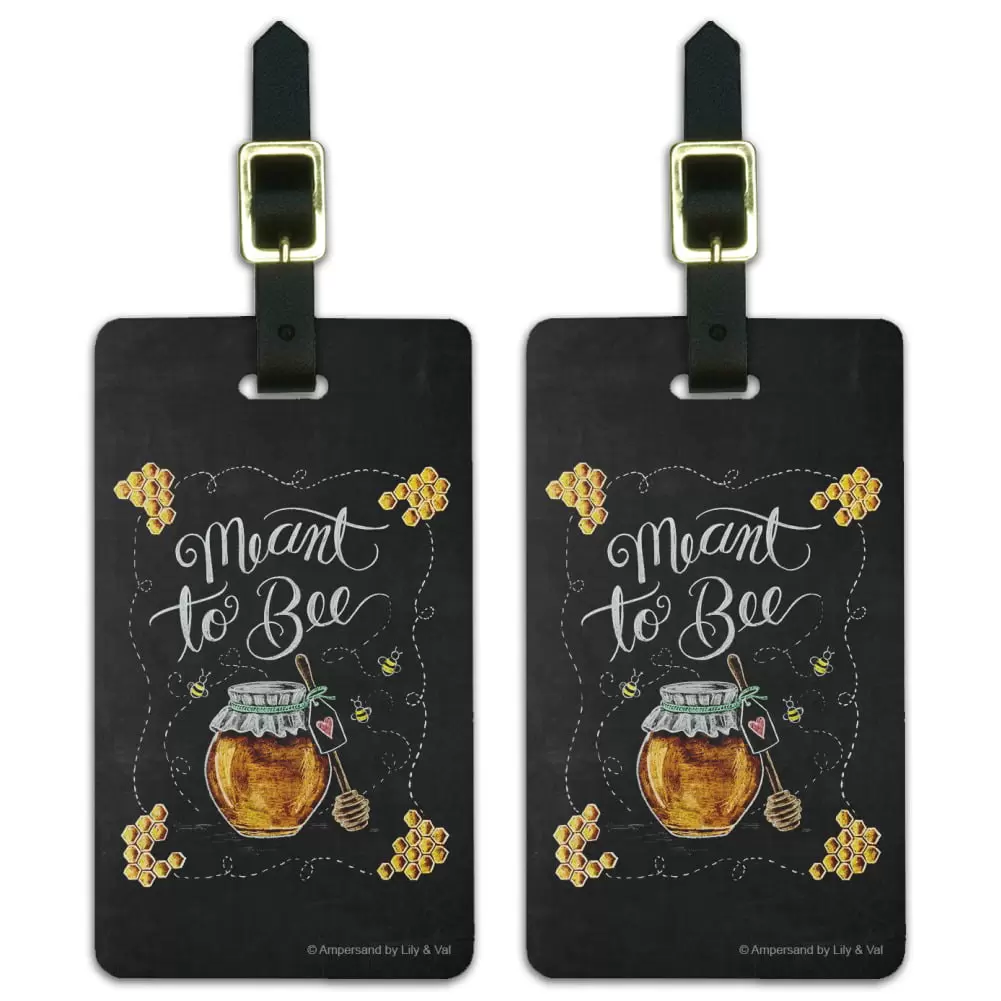 Meant to Bee Honey Pot Love Luggage ID Tags Suitcase Carry-On Cards - Set of 2