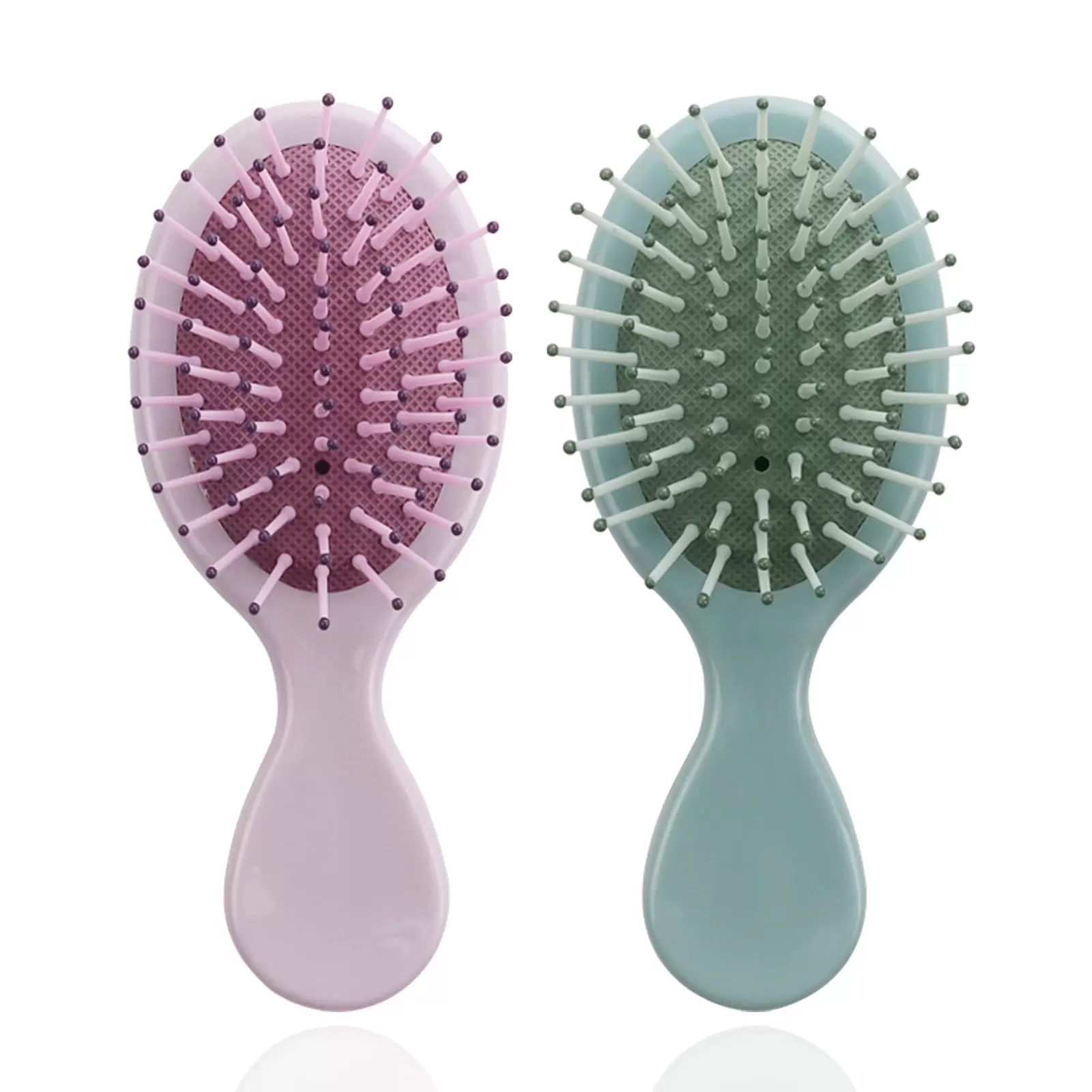 2 Pack Mini Detangling Hair Brush.Soft Bristles Paddle Toddler Oval Hairbrush. Mini Hair Brushes. Pocket Travel Wet Dry Small Hair Brushesfor Kids Women Girl( Tender Green+Grey