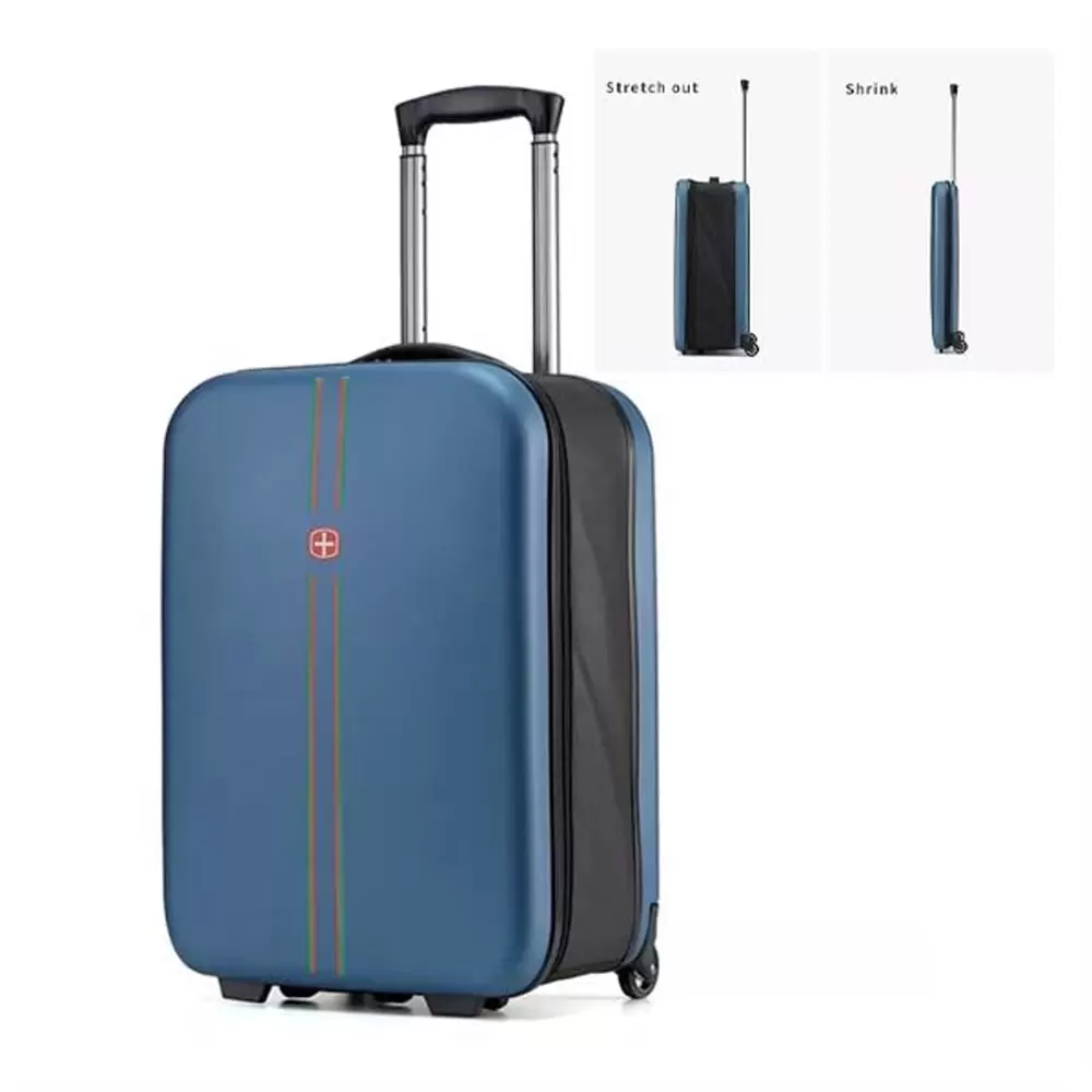 axGear Collapsible Compact Luggage 20 Inch Suitcase Travel Light Foldable Carry-on Suitcase - Blue