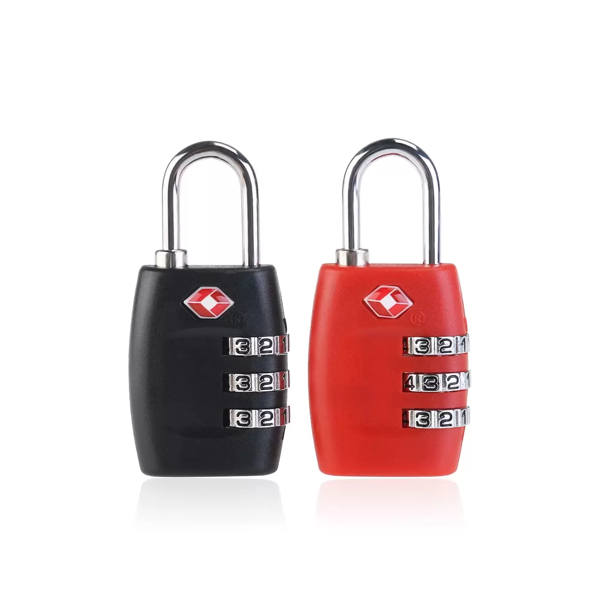 2pcs TSA-335 TSA Approved Security Luggage Padlock 3-Digit Combination Password Lock Padlock (Red+Black)