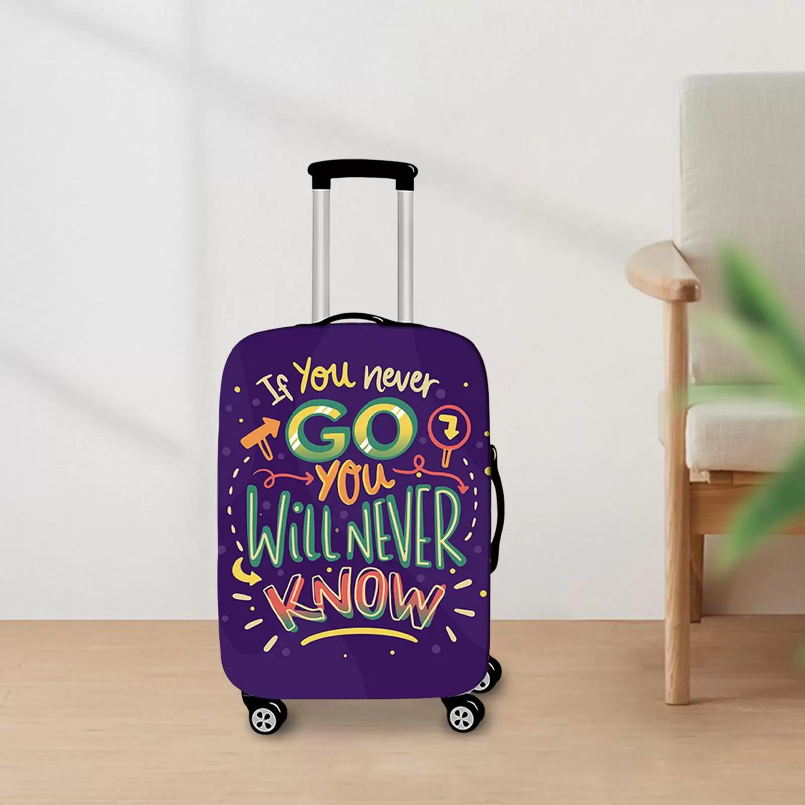 Elastic Travel Luggage Cover Print Anti Scratch Dustproof Washable Spandex Suitcase Protector for Women 30-32inch