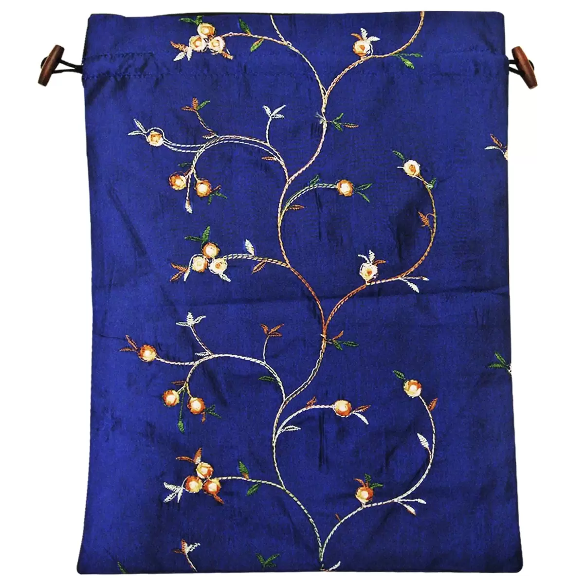 Wrapables? Beautiful Embroidered Silk Travel Bag for Lingerie & Shoes - Dark Blue