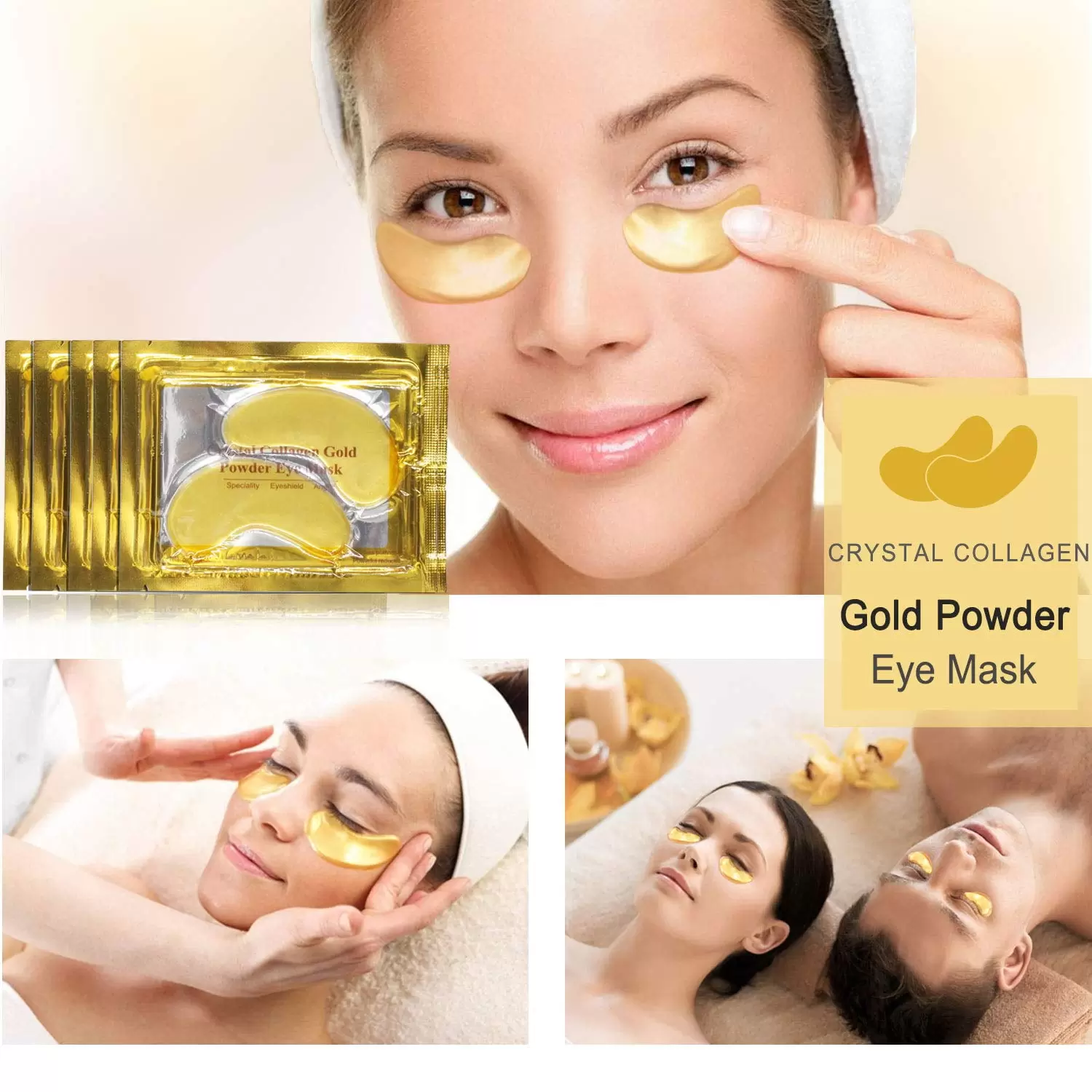 Aliver 10 pairs 24K Gold Under Eye Mask Under Eye Gel Pads