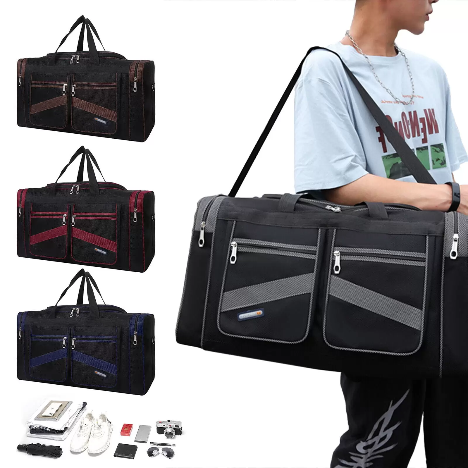 20 Waterproof Duffle Bag 25L Foldable Oxford Luggage Bag Tote For Travel Gym Sports