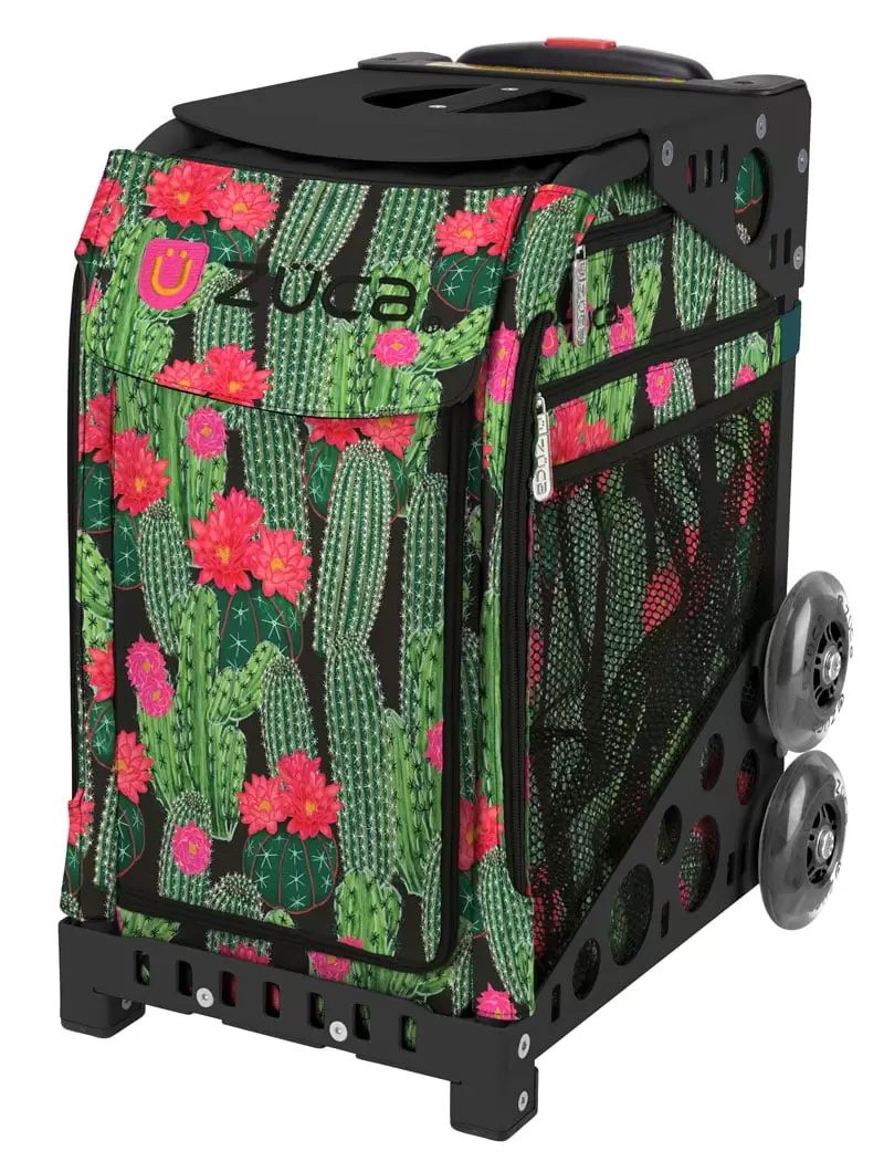 Zuca 18 Sport Bag - Desert Blossoms with Non- Flashing Wheels. Lunchbox and Seat Cover (Black Frame)