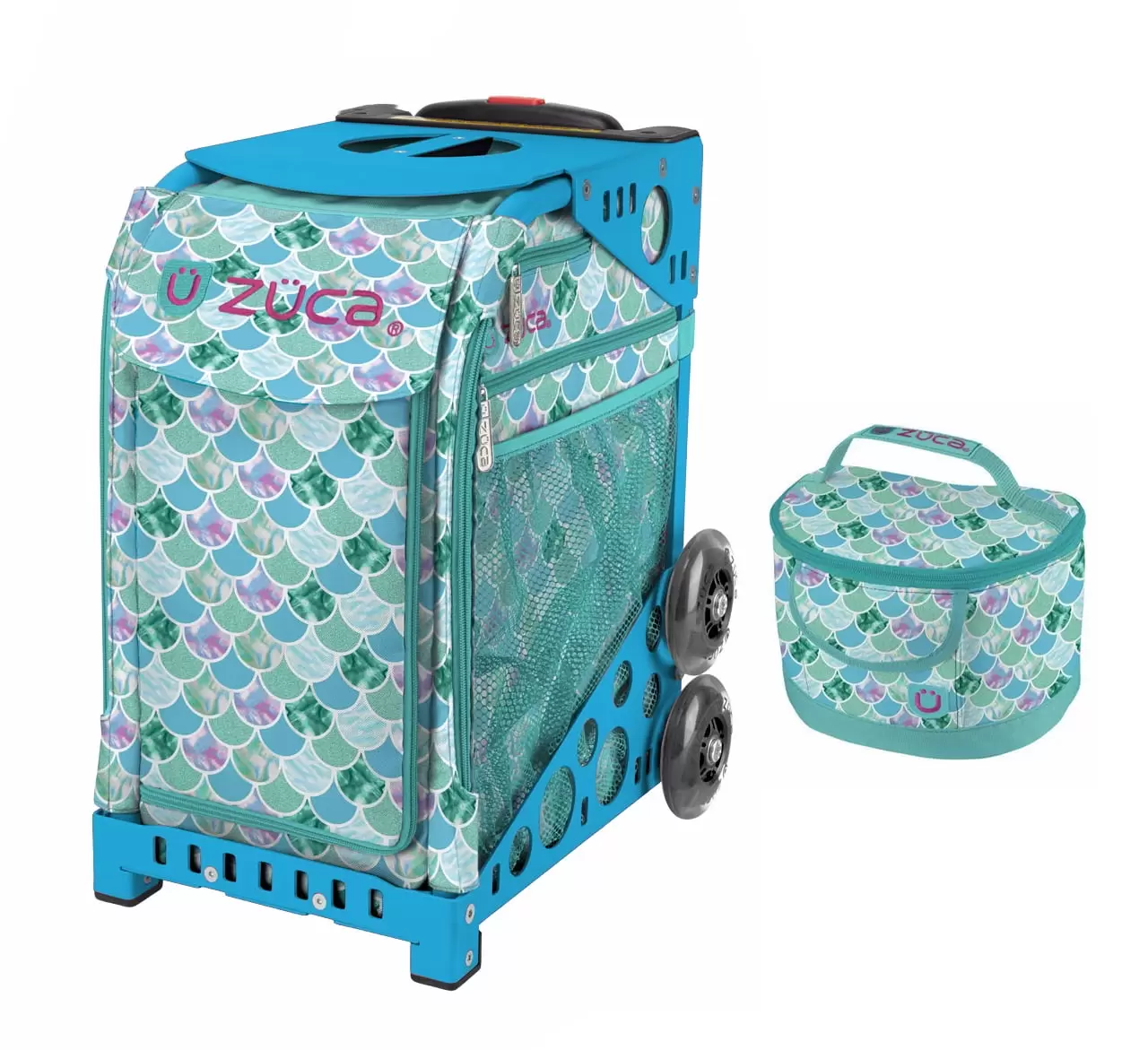 Zuca 18 Sport Bag - Kokomo Mermaid with Lunchbox (Limited Edition) with Flashing Wheels (Blue Frame)