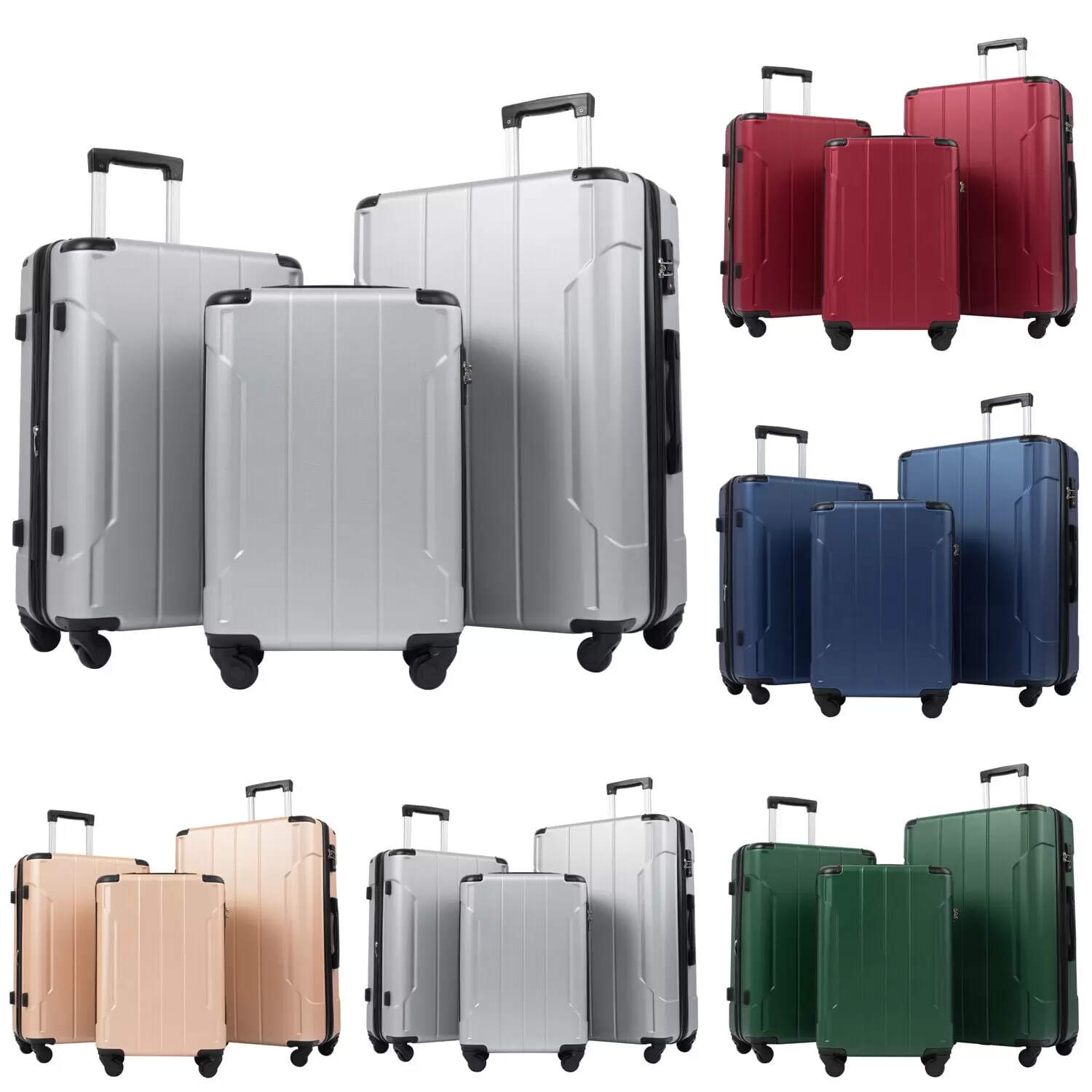 [US IN STOCK] 3 Piece Expandable Luggage Set with TSA Lock. Hard Shell Suitcase Sets with Spinner Wheels. (20/24/31 inch).