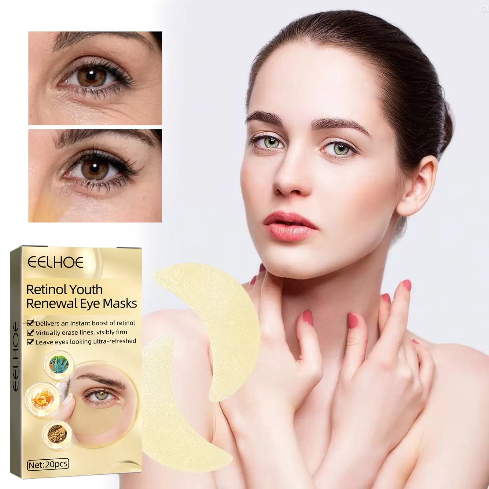 Retinol Eye Mask Eye Mask For Dark Circles Wrinkles And Puffy Eyes Eye Mask Puffiness For Women Under Eye Gel Pads Eye Bag Patch