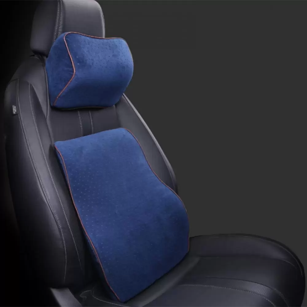 Orthopedic Back Support Lumbar Cushion for Car & Headrest Neck Pillow Kit - Ergonomic Thick 3D Design Fit Major Car Seat & Body Curve -Back. Neck Pain Relief. Improve Posture