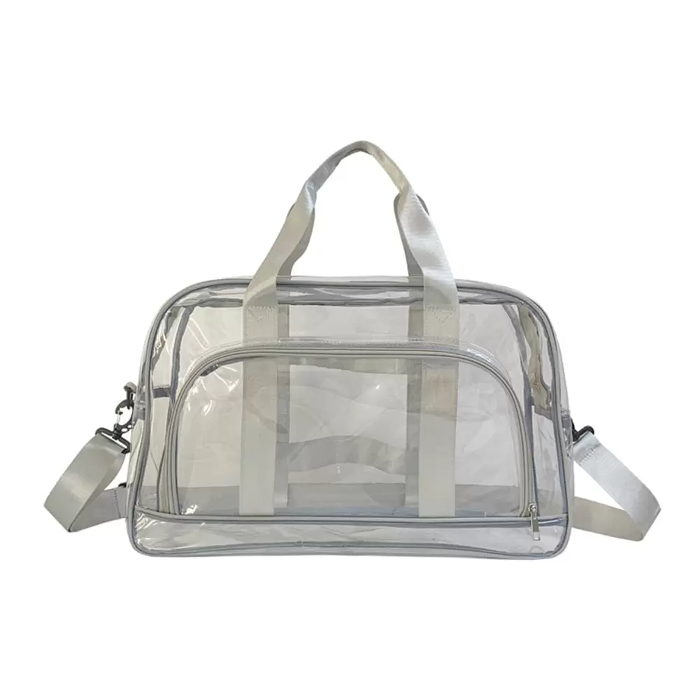 EDFRWWS Transparent PVC Duffel Bag Large Capacity Sport Fitness Bag for Camping (Gray)