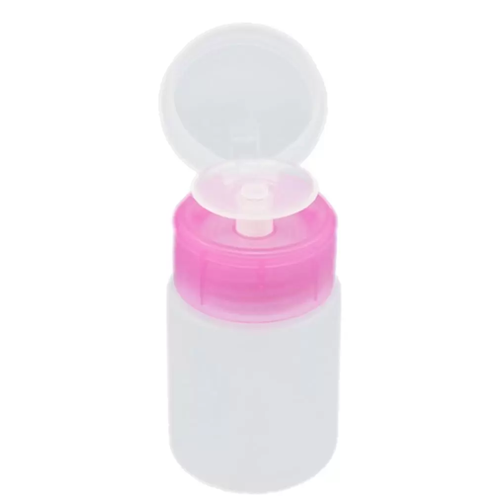 DALX 120ml Pink Push Down Empty Pump Dispenser Nail Polish Remover Alcohol Clear Bottle Salon Supplies