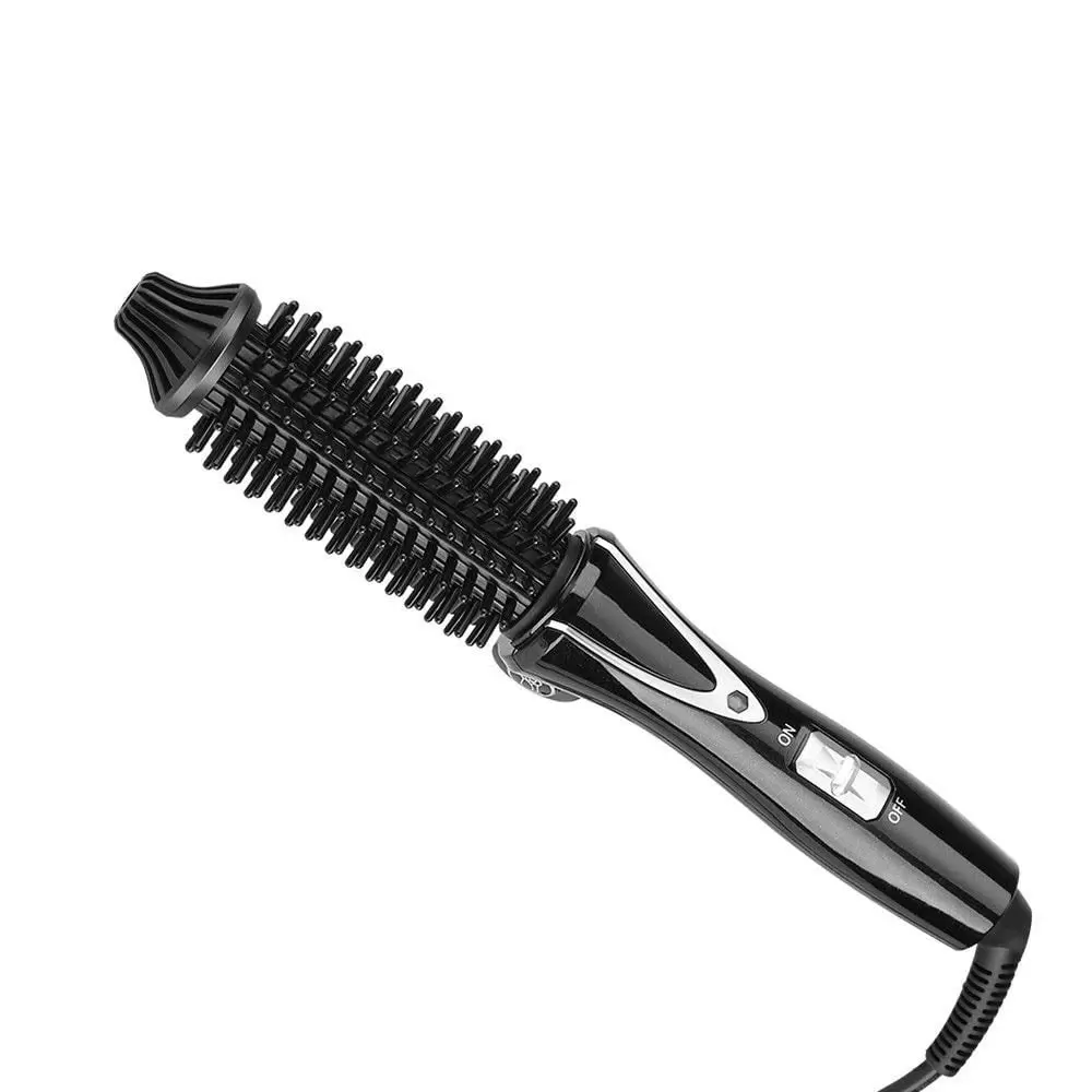 JUKEY Travel Hair Curling Iron Brush. 1 inch Anti-scald Heated Curling Wands Round Hair Styler Curler Brush. Curling Iron Brush Ionic Hot Curler Brush for Curling Dual Voltage (Black)