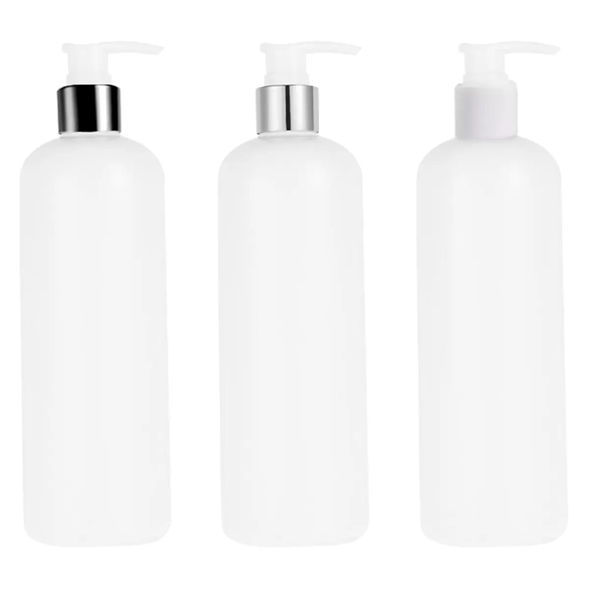 3PCS 500ml Refillable Plastic Bottle Empty Pump Bottle Travel Dispenser for Shampoo Shower Gel Liquid Soap White (Random Lid Color)