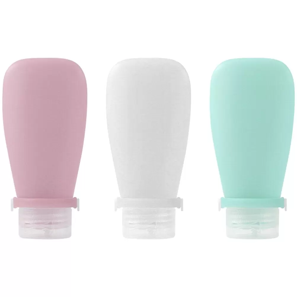 3Pcs Travel Size Bottles Leak Proof Shampoo Bottles Refillable Squeeze Bottles Silicone Empty Bottles