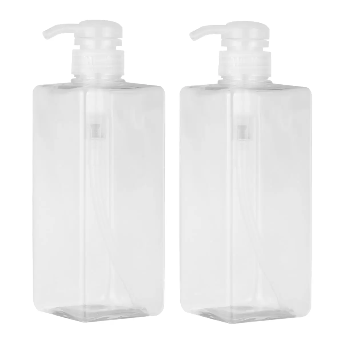 2 Pcs 600ml Shower Gel Bottles Containers Plastic Pump Bottles Refillable Shampoo Container Liquid Bottle for Home Bathroom (Transparent)