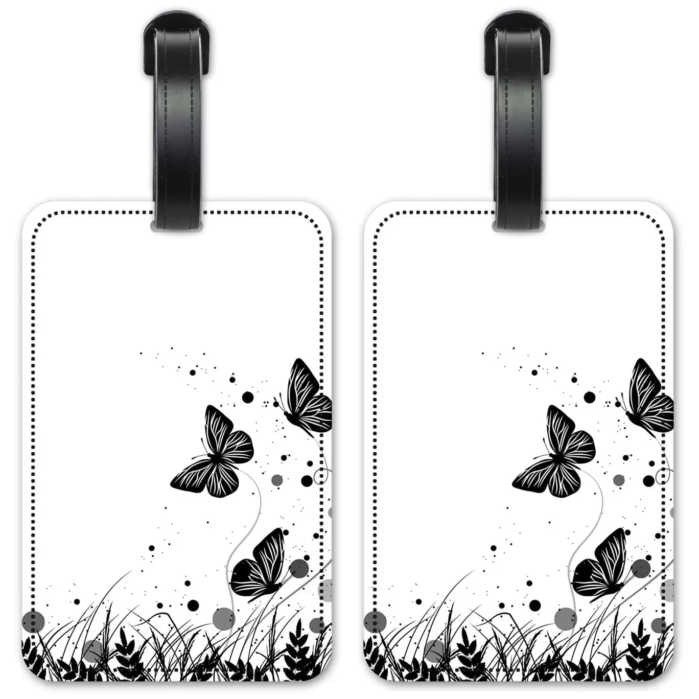 Black & White Butterfly - Luggage ID Tags / Suitcase Identification Cards - Set of 2