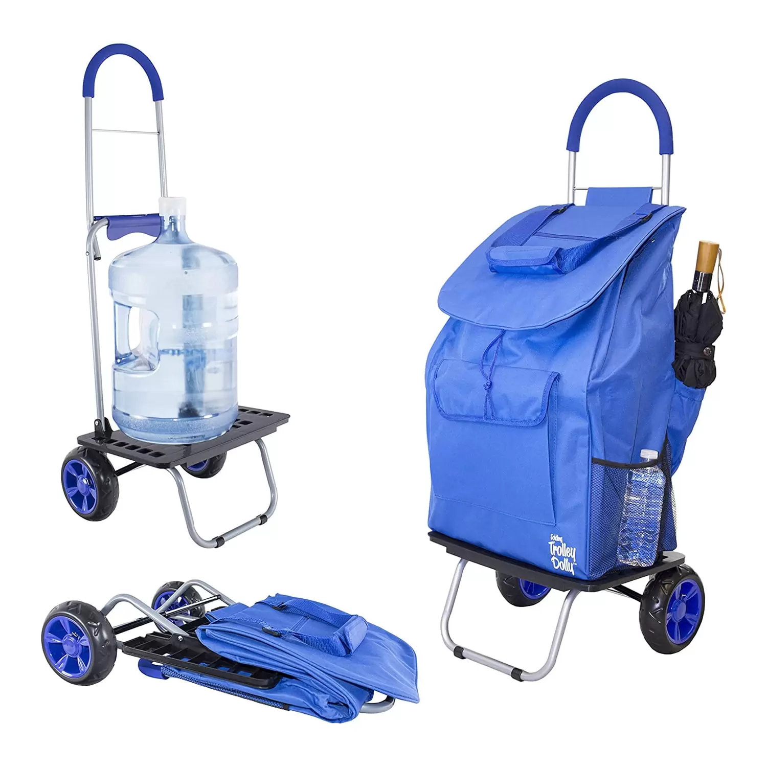 dbest products Bigger Trolley Dolly. Blue Shopping Grocery Foldable Cart