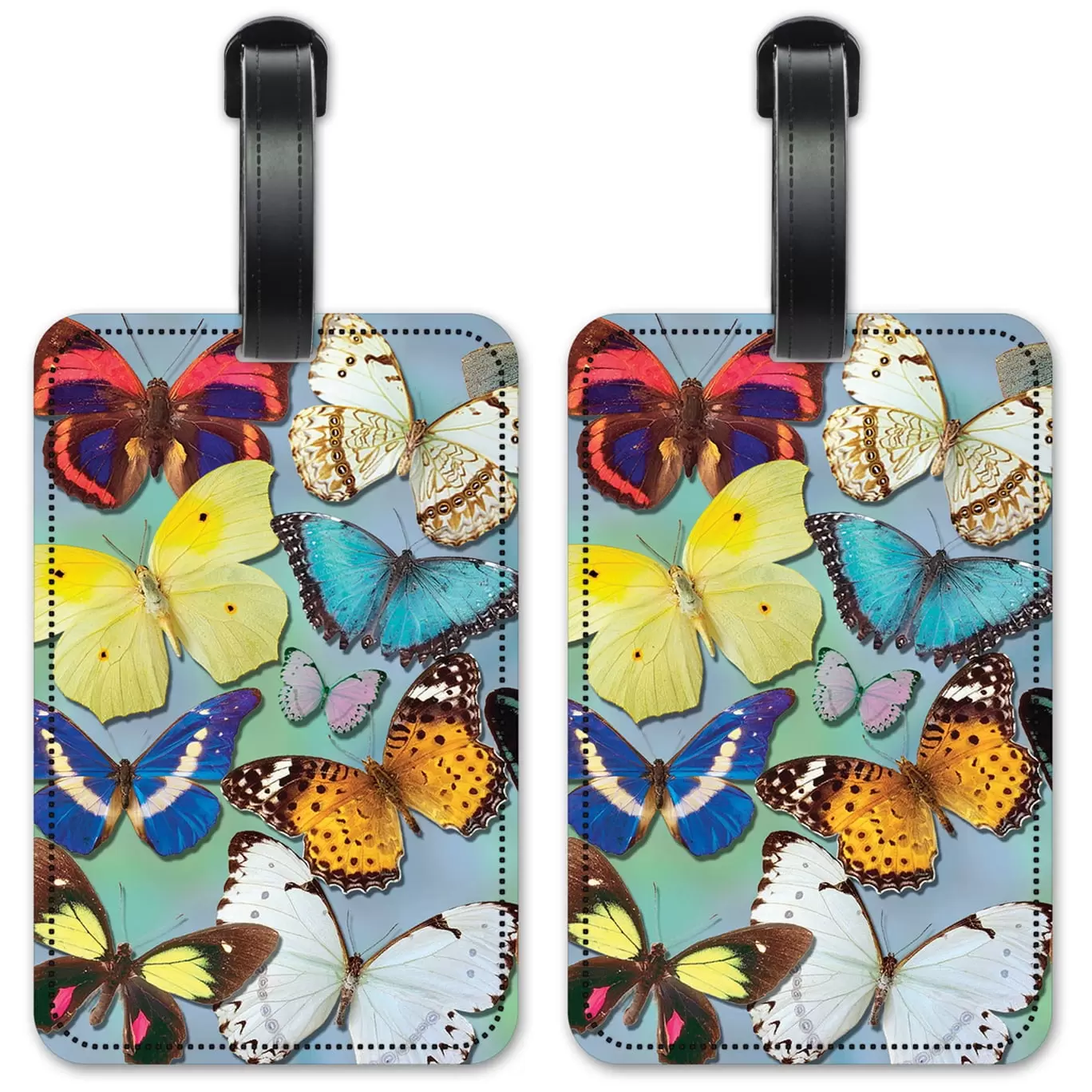 Butterflies on Blue - Luggage ID Tags / Suitcase Identification Cards - Set of 2