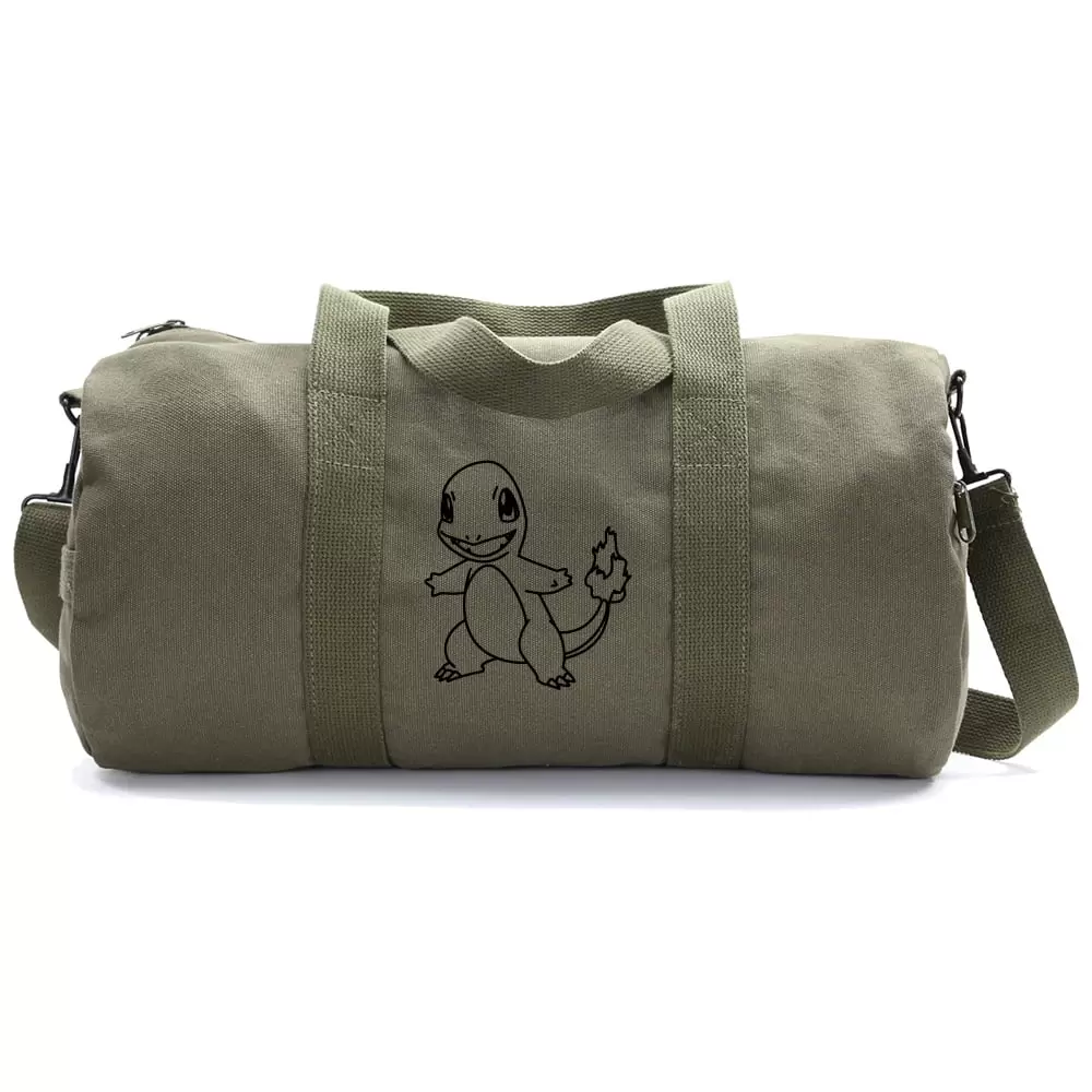 Charmander Sport Heavyweight Canvas Duffel Bag in Olive