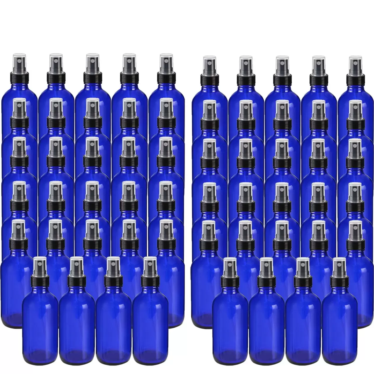 Medical Sales Supply Cobalt Blue 4oz Black Mist Sprayer Bottle (120ml) Pack of 48 - Glass Tincture Bottles with Black Mist Sprayers for Essential Oils & More Liquids - Leakproof Travel Bottles