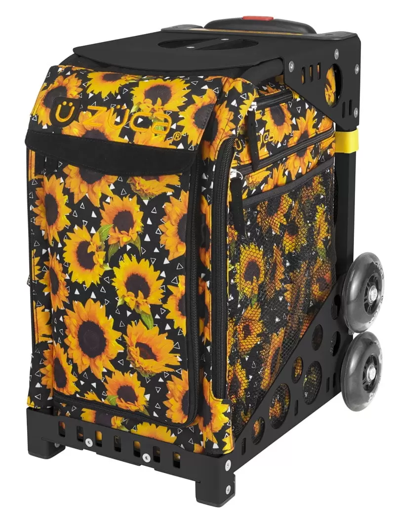 Zuca 18 Sport Bag - Sunflower Power with Flashing Wheels (Black Frame)