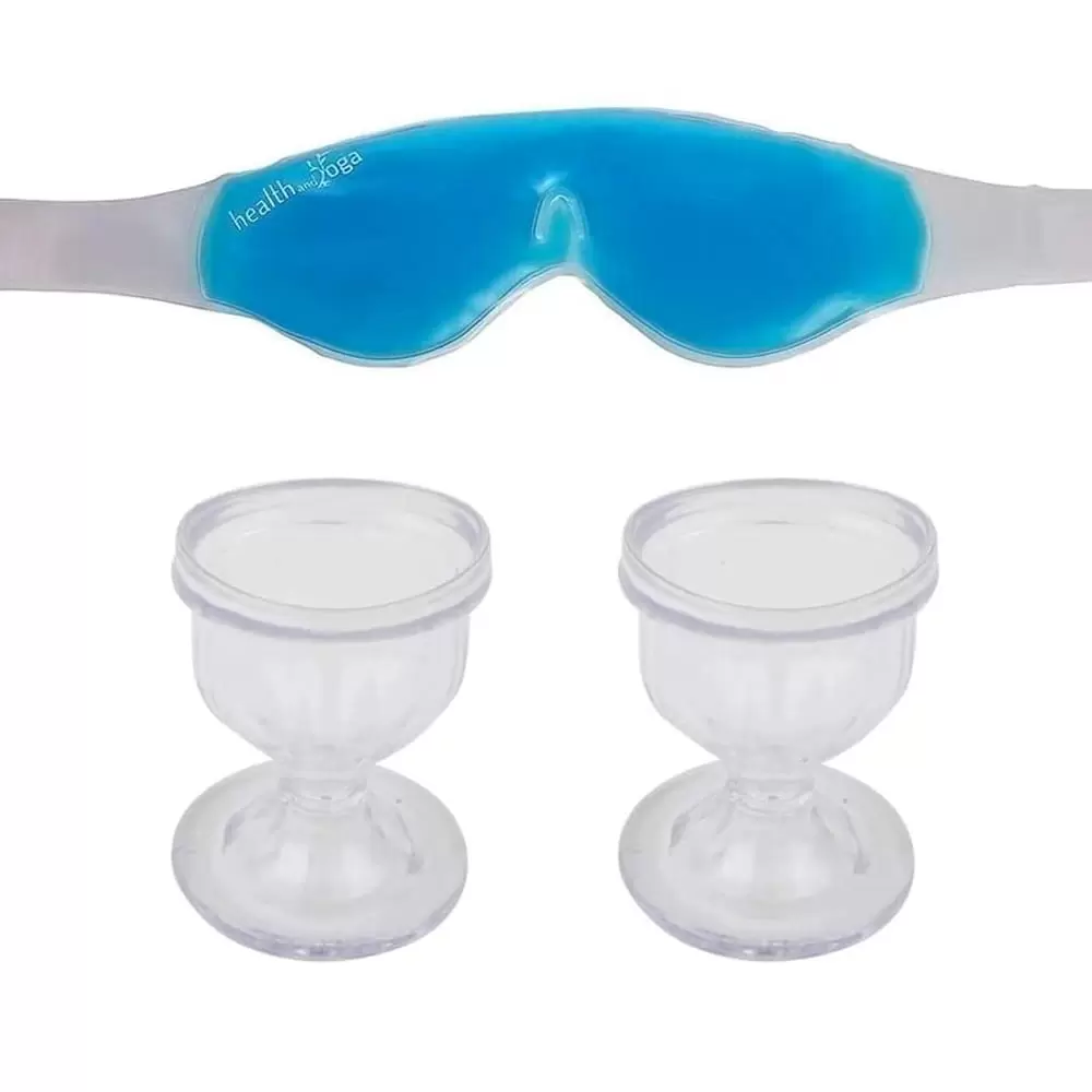 SoulGenie ChillEyes Eye Wash Cups - Complete Eye Cleanse and Care Kit - Strap-on Gel Eye Mask - Relaxes and Cleanses