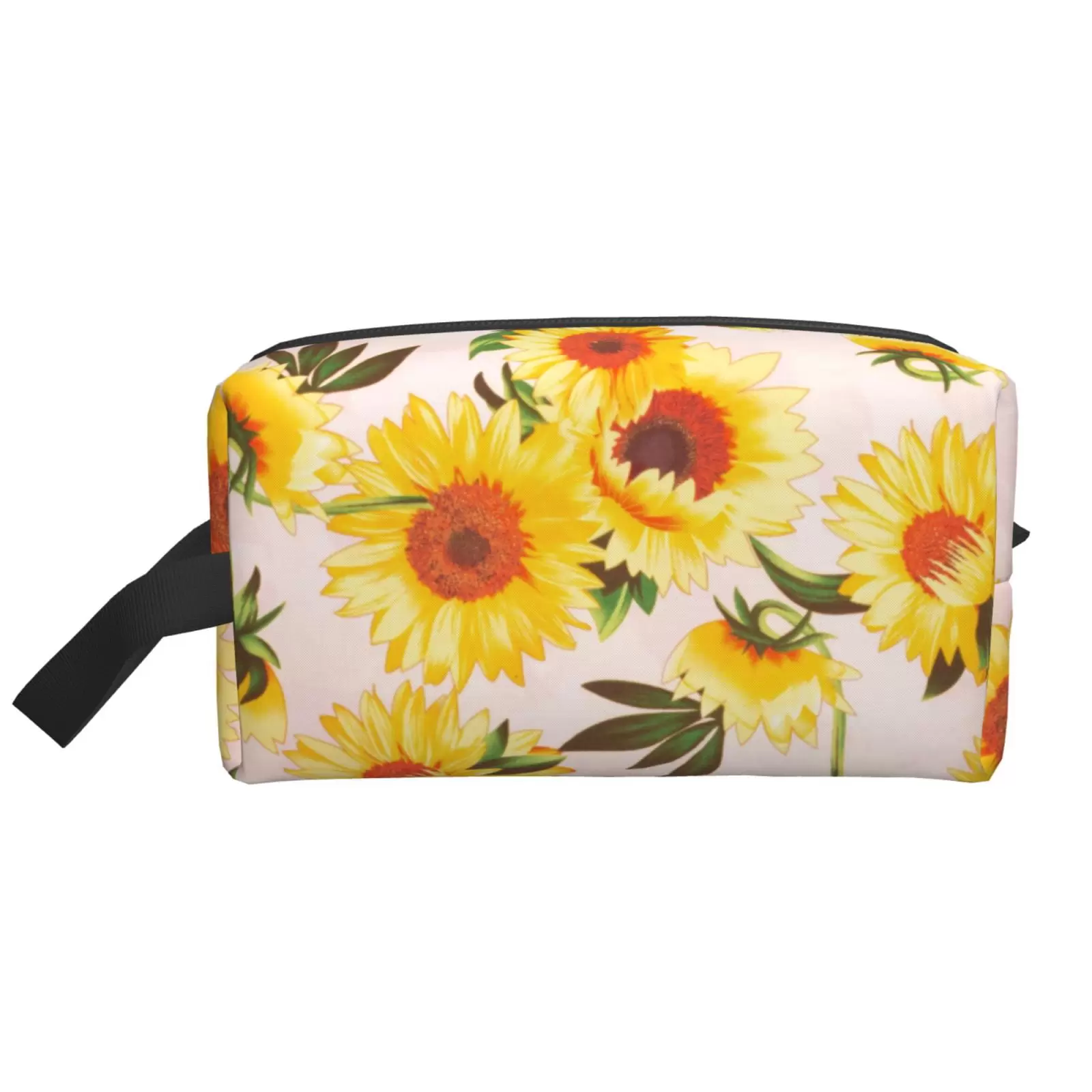 XMXT Large Capacity Makeup Bag. Sunflowers Pink Print Travel Toiletry Bag for Women. One Size