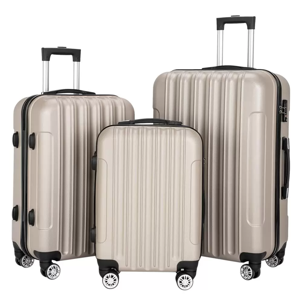 SalonMore 3 Piece Suitcase Luggage Set With TSA Lock Gray