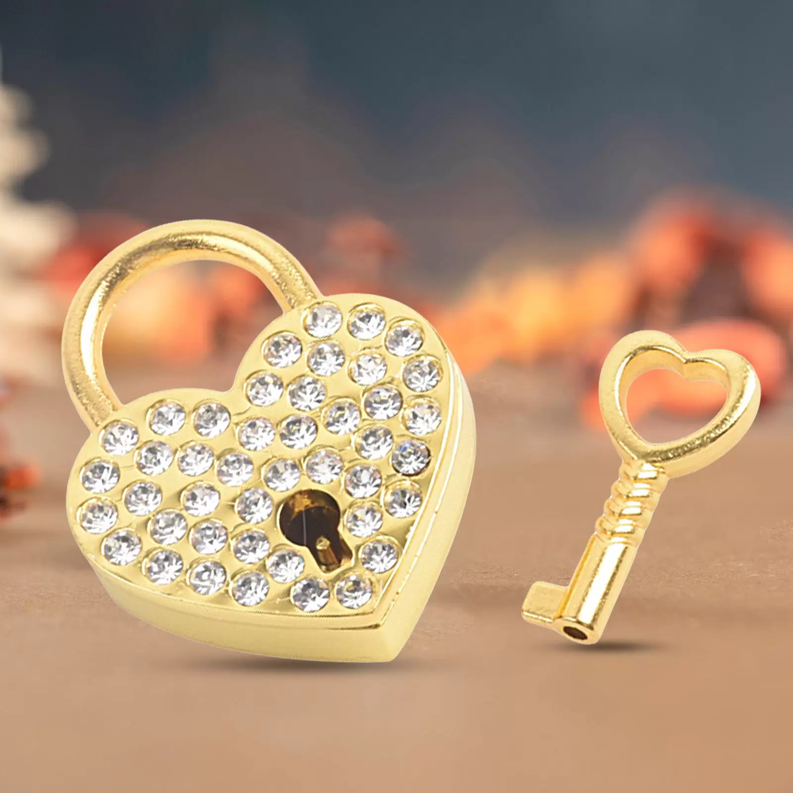 Hadanceo Couple Love Lock Durable Lightweight Wear Resistant Portable Decoration 3 Colors with Rhinestones for Travel