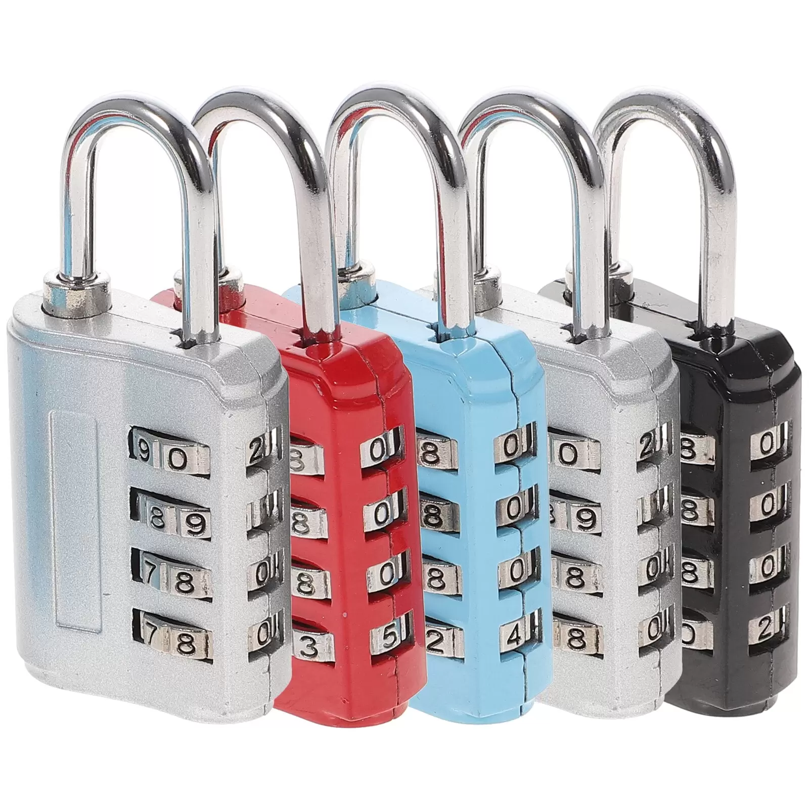 5Pcs Zinic Alloy Padlock 4 Digits Number Password Lock for Suitcase Luggage Cabinet (Assorted Color)