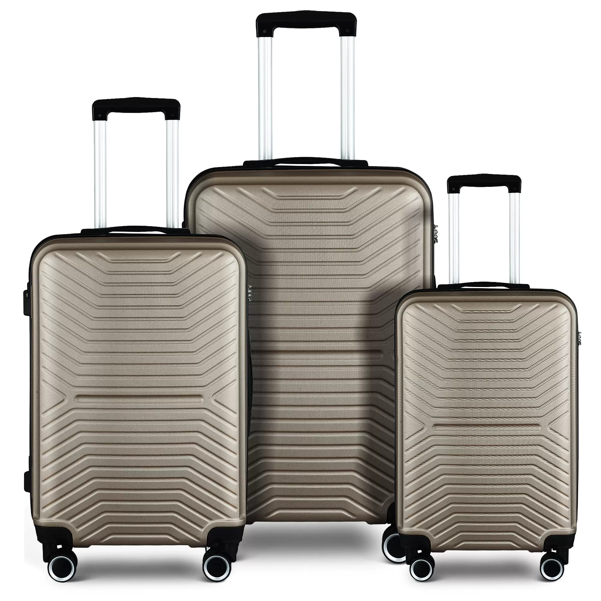 20in/24in/28in Luggage Sets.Expandable ABS Hardshell 3 Piece Luggage Hardside Lightweight Durable Suitcase sets Spinner Wheels Suitcase with TSA Lock.Champagne