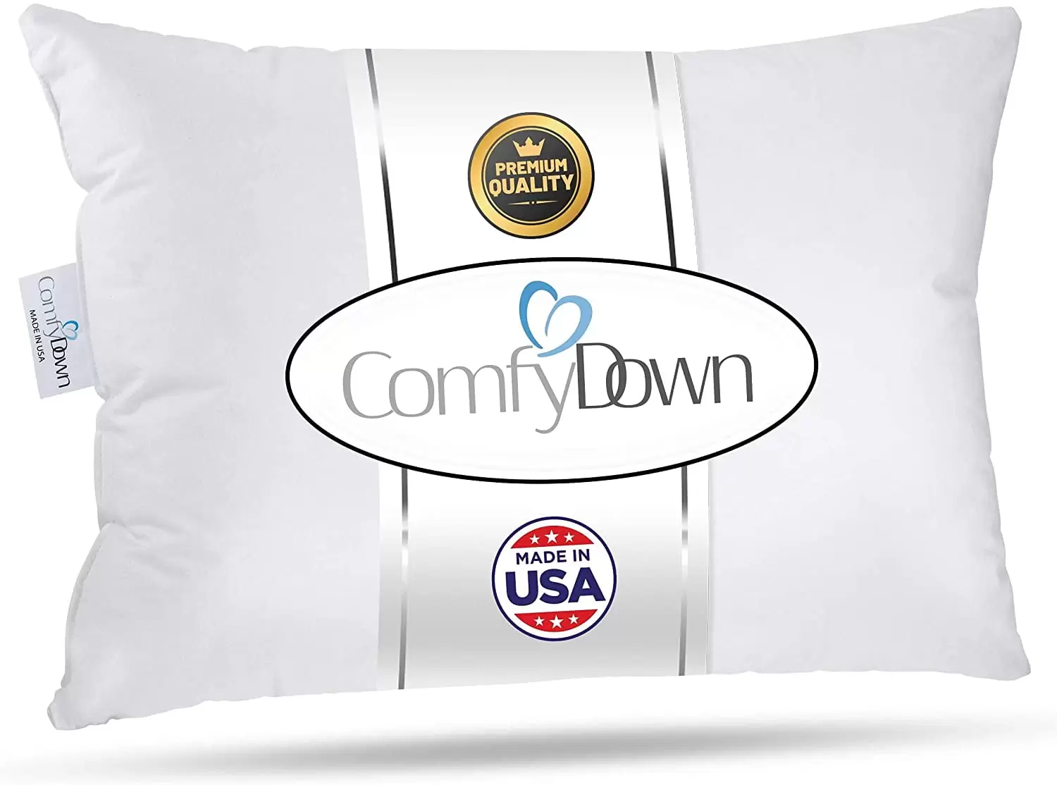 Goose Down Travel Pillow - Filled with 800 Fill Power European Goose Down. Egyptian 300 Thread Count 100% Cotton Cover for Plane car & Home - Made in USA - 12x16