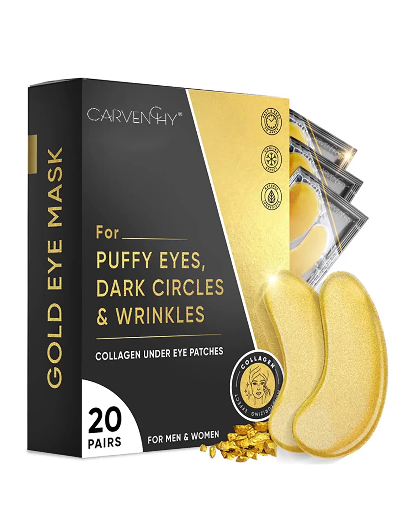 Under Eye Patches (20 Pairs) - Golden Under Eye Mask Amino Acid & Collagen. Under Eye Mask for Face Care. Eye Masks for Dark Circles and Puffiness. Under Eye Masks for Beauty & Personal Care