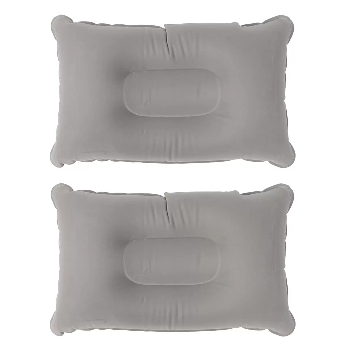 2pcs Super-thick Flocking Fabric Inflatable Pillow Portable Travel Pillow for Outdoor Activities (Grey)