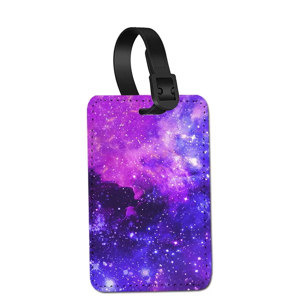 WIRESTER Rectangle PU Leather Luggage Tags for Travel Suitcase Baggage 4.05 x 2.83 inches - Tone Galaxy Space