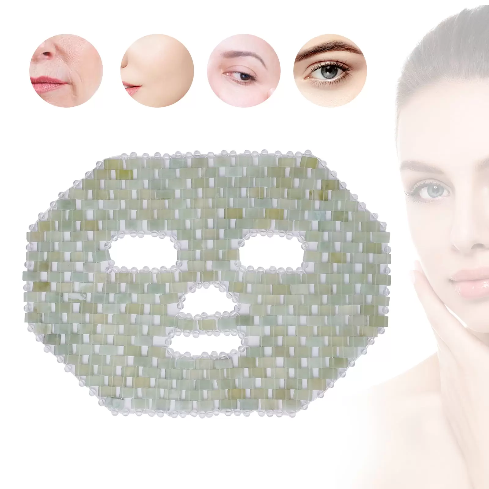 Miumaeov Jade Facial Mask Natural Jade Stone Anti-Aging Facial Sleeping Eye Mask Beauty Skincare Massage Tool for Puffy Eyes Dark Circles Face Caring (Face Jade)