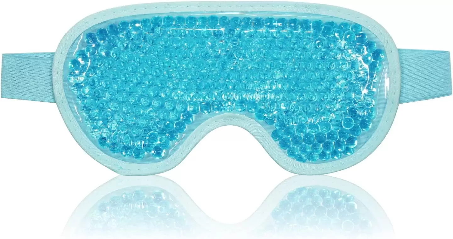 Cooling Eye Mask Gel Eye Mask Reusable Cold Eye Mask for Puffy Eyes. Eye Ice Pack Eye Mask with Soft Plush Backing for Dark Circles. Migraine. Stress Relief(Blue)