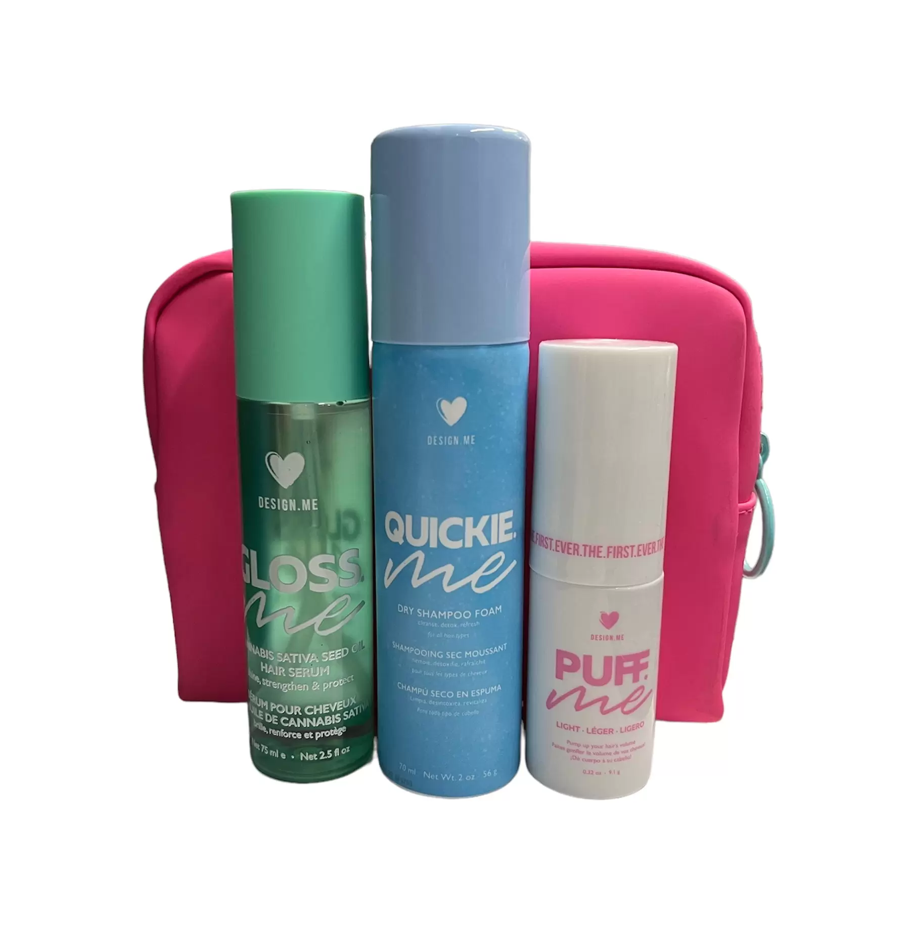 Design.Me Travel With Me Trio: Volumizing Powder. Dry Shampoo Foam. Hair Serum